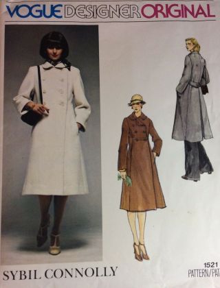 Vogue Designer Sybil Connolly 1521 Vintage Coat 1960 