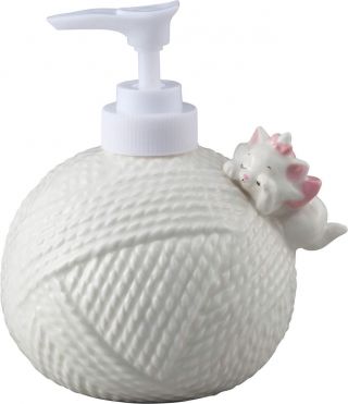 Disney Arist Cat Marie Porcelain Wool Yarn Soap Dispenser Pump 300ml White