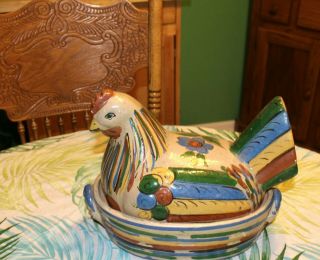 Vintage Tlaquepaque Mexican Folk Art Pottery Hen On Nest