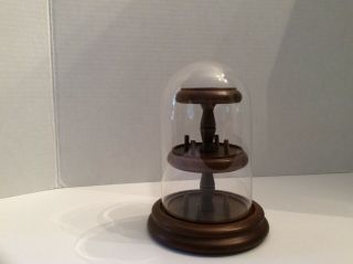 Enesco 1983 Wooden Thimble Three Tier Display Holder Stand With Glass Dome