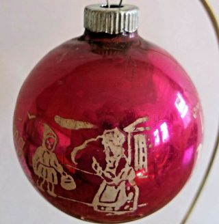 VTG Shiny Brite Christmas Ornament Little Red Riding Hood Red W/Stencil 2 3/4 