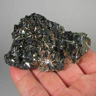 3.  2 " Octahedral Pyrite W/ Sphalerite Crystals Cluster - Huanzala Mine,  Peru
