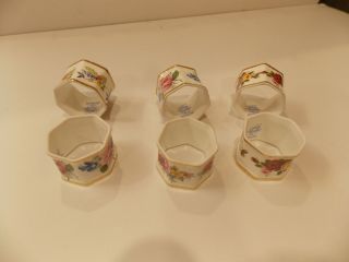 Set Of Six (6) Sheer Elegance Bone China Napkin Ring Holders Made In England