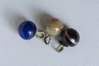 3 Antique Vintage Victorian Venetian Glass Ball Buttons