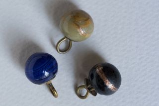 3 Antique Vintage Victorian Venetian Glass Ball Buttons 3