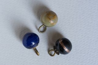 3 Antique Vintage Victorian Venetian Glass Ball Buttons 4