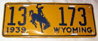 Rare Vintage 1939 Wyoming License Plate 7 Days Only