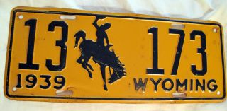 RARE Vintage 1939 Wyoming License Plate 7 Days Only 5
