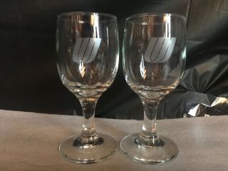 Set Of 2 Vintage United Airlines Stemmed Wine Glasses 1960 