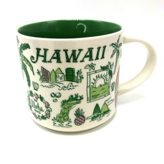 Starbucks Coffee Mug Cup Hawaii Been There Series 14 Oz 2018 Green White Pink