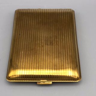 Vintage Cigarette Case Gold Tone Striped By Usa