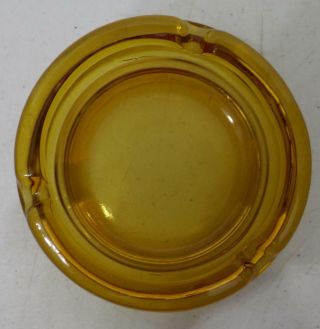 Vintage 4.  5 " Round Amber Glass Ashtray With 3 Slots