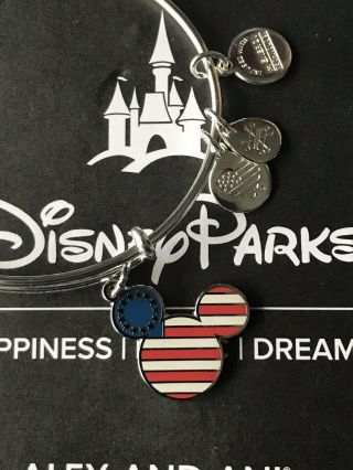 Disney Parks Mickey Mouse Flag Bangle By Alex And Ani Silver Tone