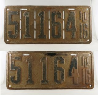 1916 Illinois Passenger License Plate Pair - Decent
