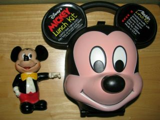 Disney Aladdin Mickey Mouse Head Lunch Box W/o Thermos,  Mickey Mouse Bank