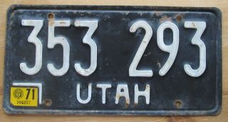 Utah 1971 Truck License Plate 353 293