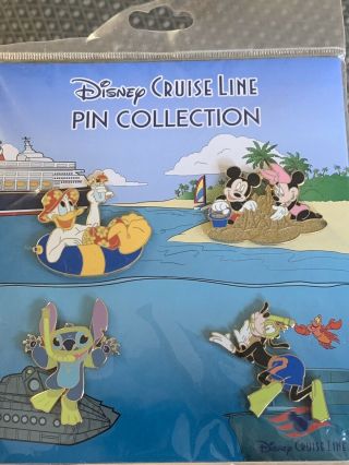 Disney Cruise Line Pin Set Mickey Minnie Donald Goofy Stitch