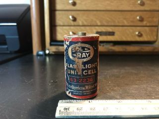 Vintage Sol Ray Unit Cell Flashlight Battery Montgomery Ward 63 - 2236