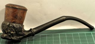 Wierd Well Carved Depicting Dwarfs 1/2 Bent Bakelite Pipe With Removable Bowl