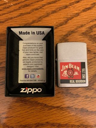 Jim Beam Bourbon Whiskey Zippo Lighter: Manufactured 2004.  Pre - owned 3