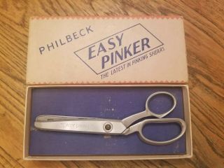 Vintage Philbeck Easy Pinker Brand Pinking Shears Scissors 7 " Length Aluminum