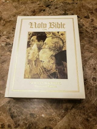 Vintage Holy Bible Norman Rockwell Illustrated King James Edition Book