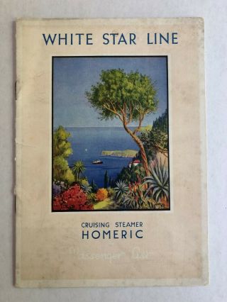 Rare 1933 White Star Line Homeric Passenger List | Cruise