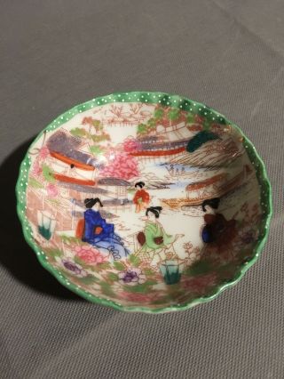 Vintage Nippon Japanese Geisha Porcelain Hand Painted Bowl Round Jr