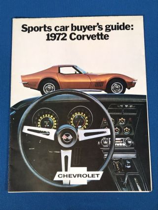 Vtg 1972 Chevrolet Chevy Corvette Buyer 