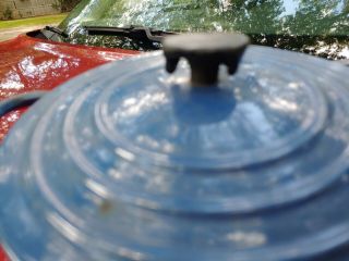 Vintage LE CREUSET B Small Cast Iron Dutch Oven Pot with Lid Blue France 2