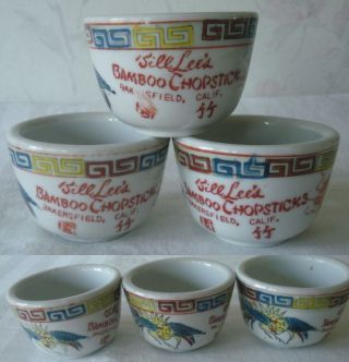 3 Chinese Restaurant 1960s Tea Cups Bill Lee 
