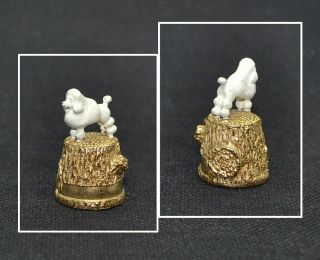 Pewter Gold Plated Thimble - Dog