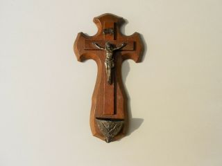 Antique/vintage Religious Wall Cross Crucifix Holy Water Font 19 Century