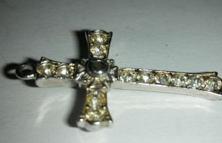 Vintage 60s Stanhope Lords Prayer Rhinestone Jeweled Christian Cross Crucifix 2