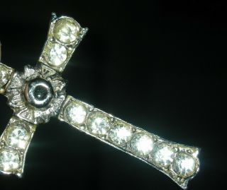 Vintage 60s Stanhope Lords Prayer Rhinestone Jeweled Christian Cross Crucifix 4