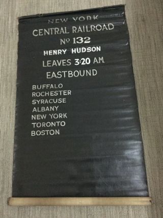 Nyc Rr “henry Hudson” Announcement Scroll,  On Canvas,  5’ X 2’ With Wood Roller.