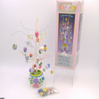 18 " Easter Tree With 18 Wooden Ornaments And Bendable Branches