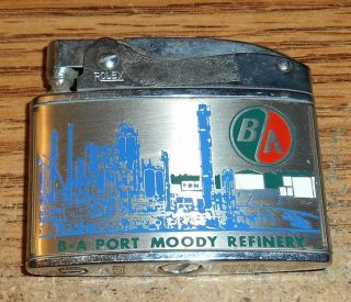 Vintage British American Ba Port Moody Refinery Flat Advertising Lighter/rare