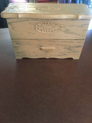 Large Vintage Lerner Sewing Box Wood Grain Look Plastic Button Box Recipe Box