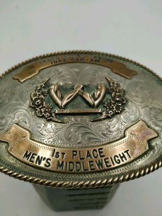 1st Place 1982 armwrestling German Silver Trophy Belt Buckle 3