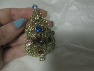 Vintage Christmas Tree Pin Dodds Signed 1950s
