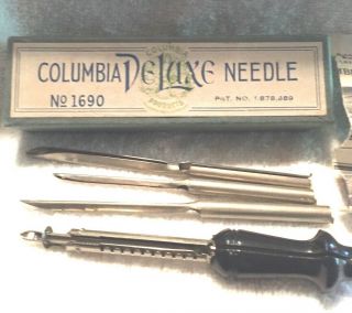 Vintage Advertising Sewing Needles Columbia Deluxe Needles Box Rugs 1800 