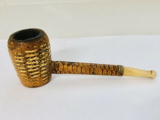 Rare Old Vintage Corn Cobb Meerschaum Toasted Missouri Usa Tobacco Smoking Pipe