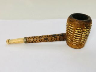 Rare Old Vintage Corn Cobb Meerschaum Toasted Missouri USA Tobacco Smoking Pipe 2