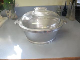 Great Vintage Guardian Aluminum 2 1/2 Qt Covered Casserole Cooking Pot - Glass Top
