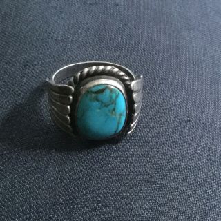 Navajo Ring Vintage Sterling Bisbee? Turquoise Size 11 1/2