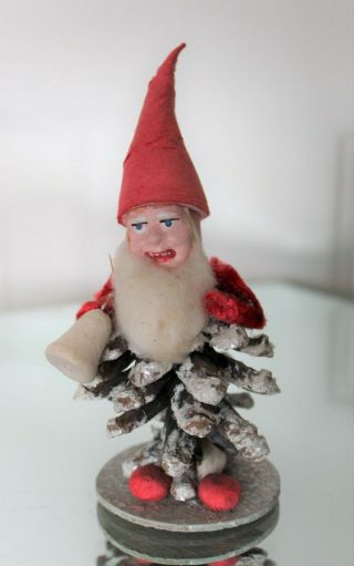 Vtg Xmas Gnome Elf W Painted Teeth Spun Cotton Hat Japan Or German Made Ornament