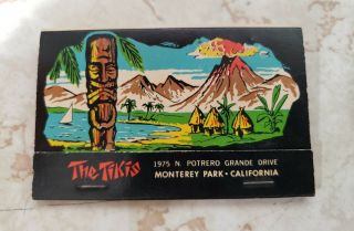Vintage Tiki Matchbook The Tikis Polynesian Monterey Park California Ca