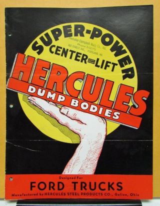 1937 Ford Truck Hercules Dump Bodies Sales Brochure