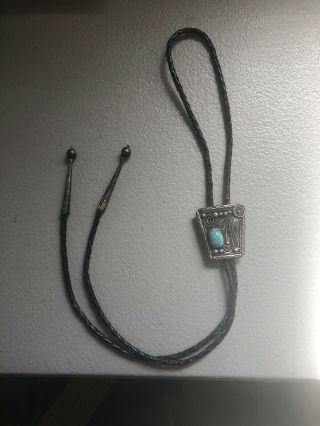 Vintage Begay Turquoise And Sterling Silver Bolo